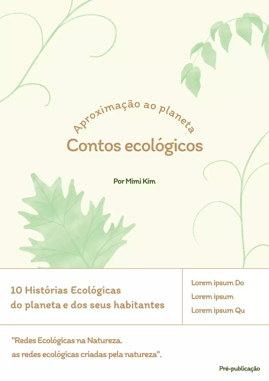 Um guia ecológico simples com ilustração de folhas e um tema em marfim ultramarino