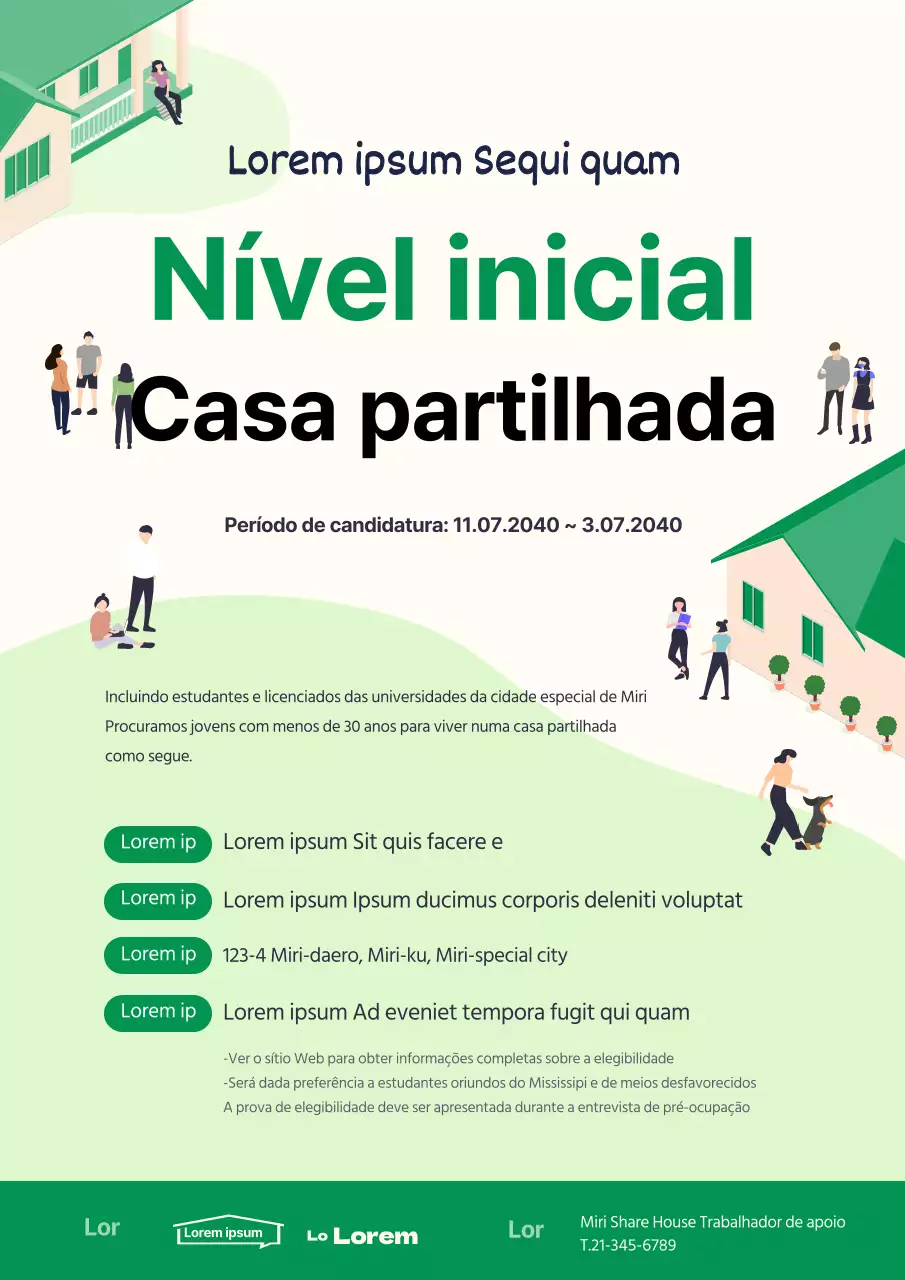 Cartaz Web de casa partilhada para candidatos a emprego com conceito de ilustração verde