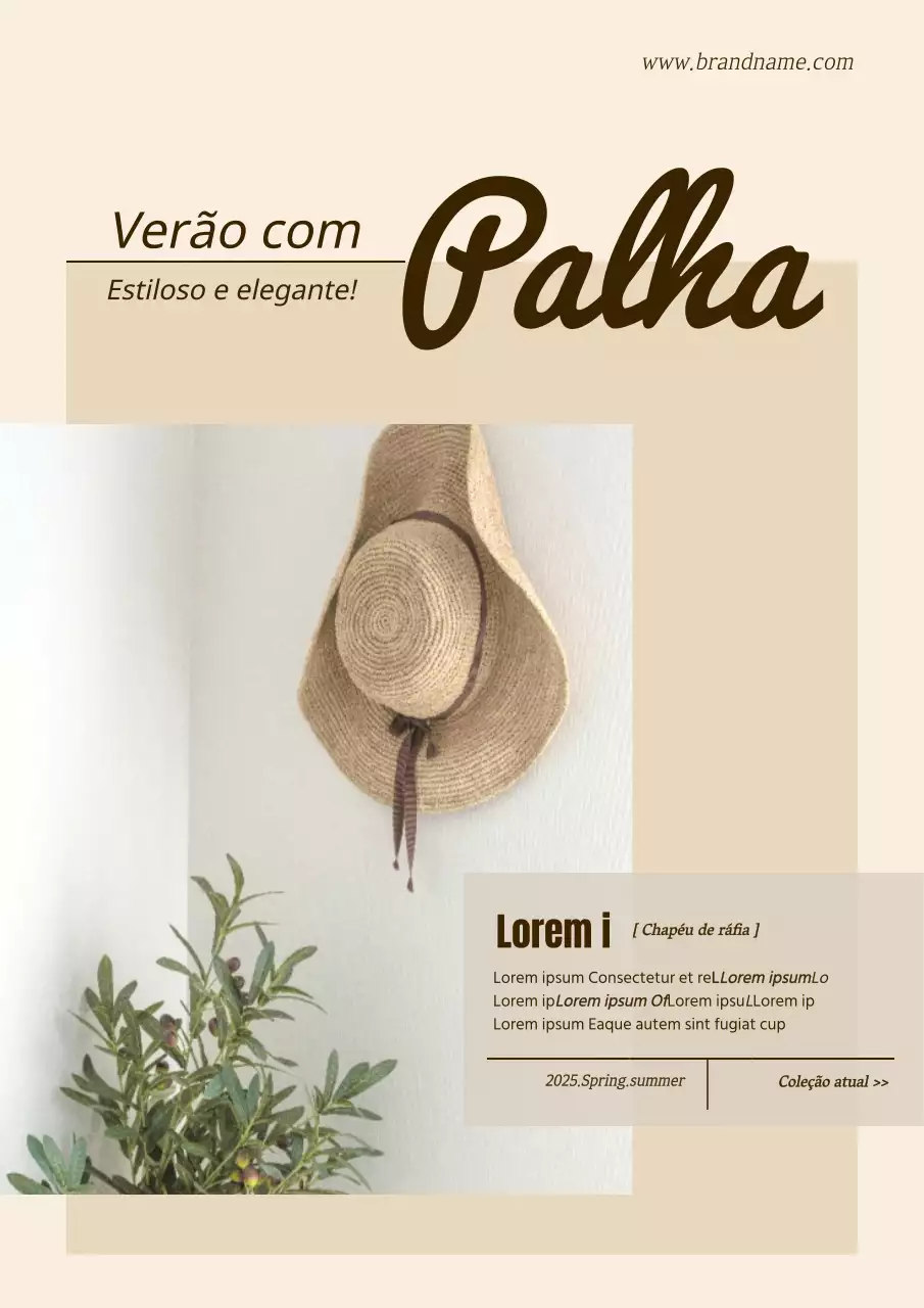 Chapéu de ráfia Lookbook em bege com realce fotográfico