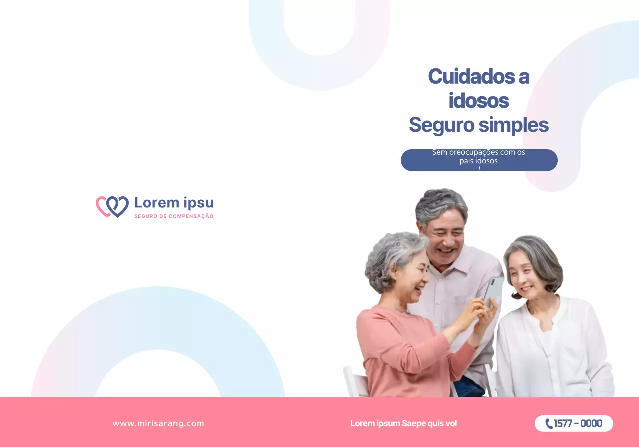 Texto e imagens simples em cor-de-rosa coral para promover a Mirisarang Insurance.