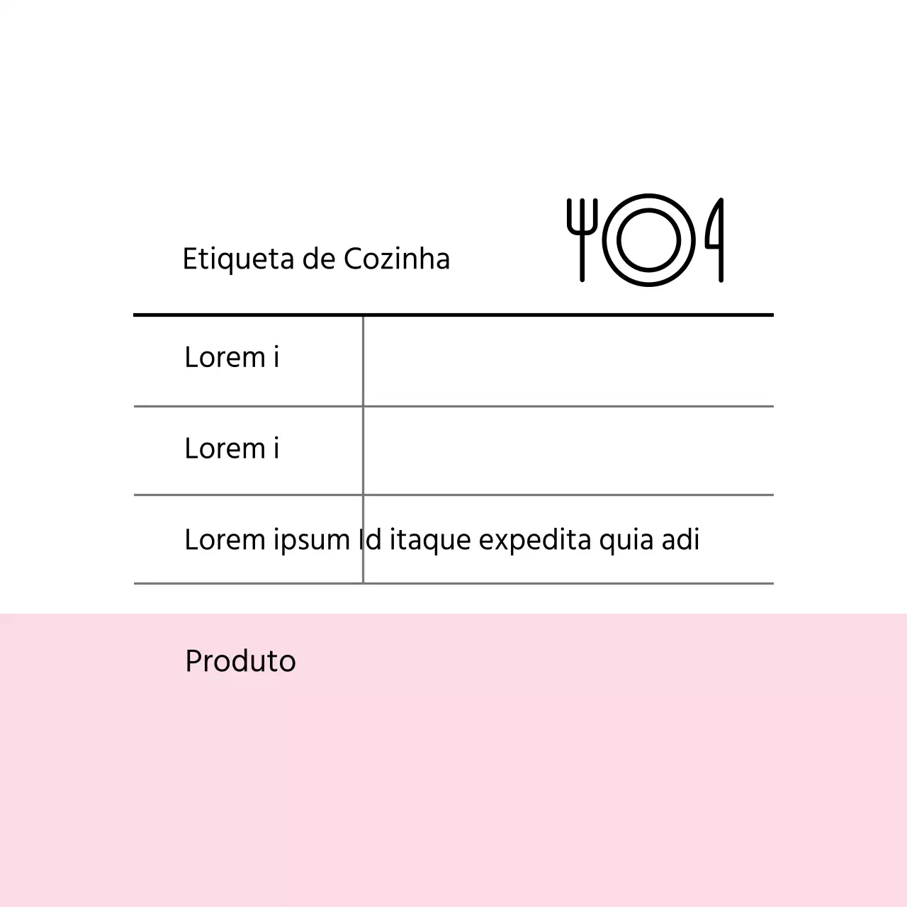 Etiqueta de cozinha bicolor branco-rosa