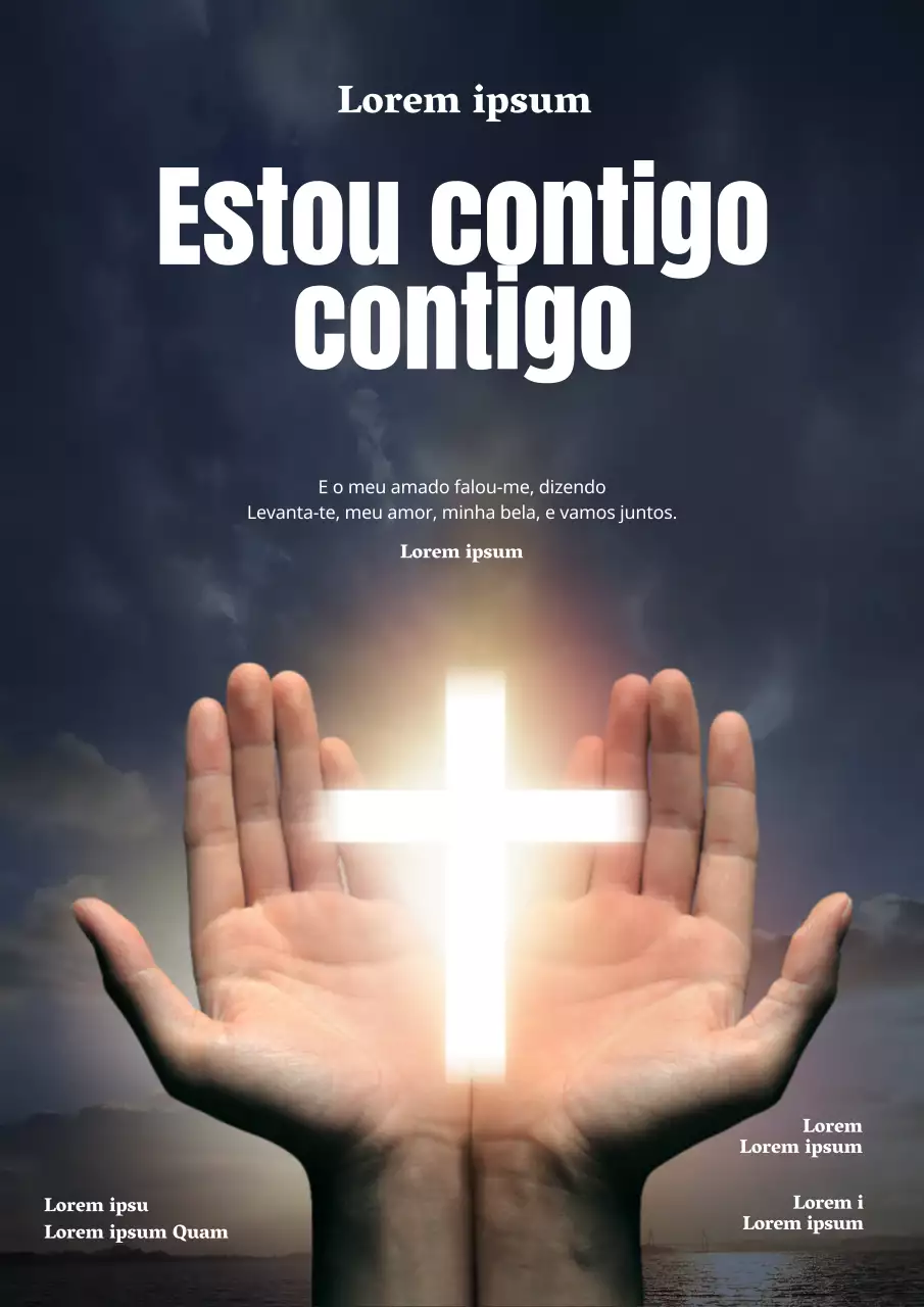 Promoção de igreja simples com mãos e cruzes pretas