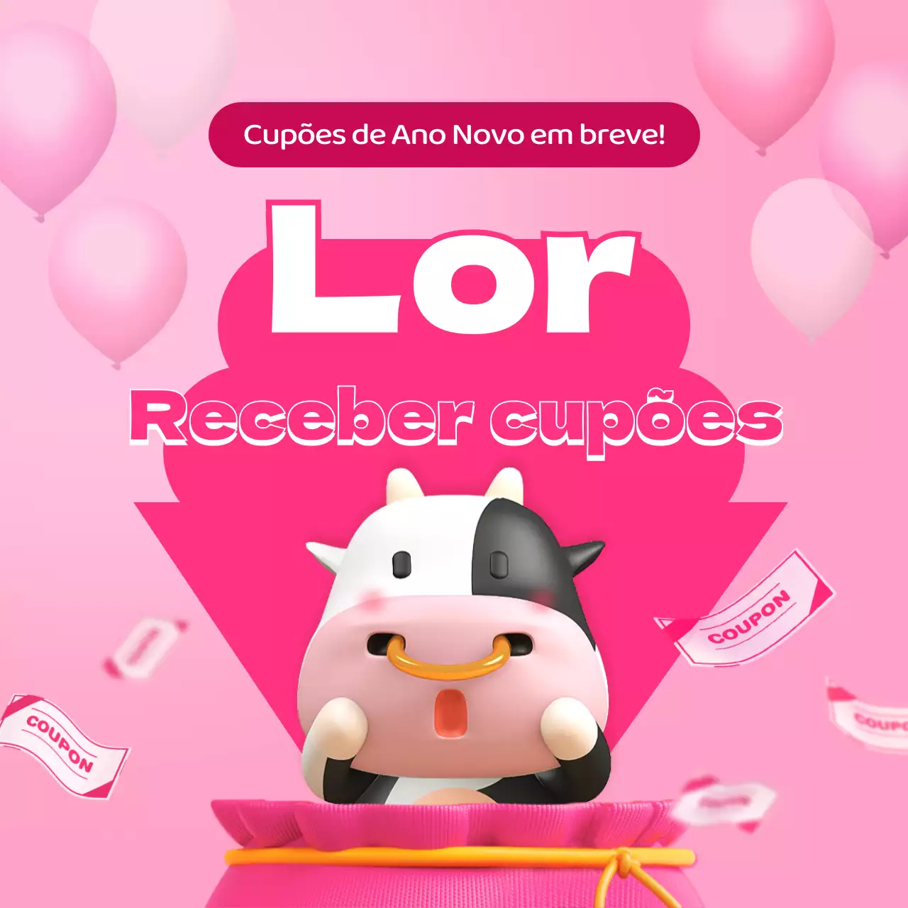 Evento de cupões de Ano Novo Rosa e Branco