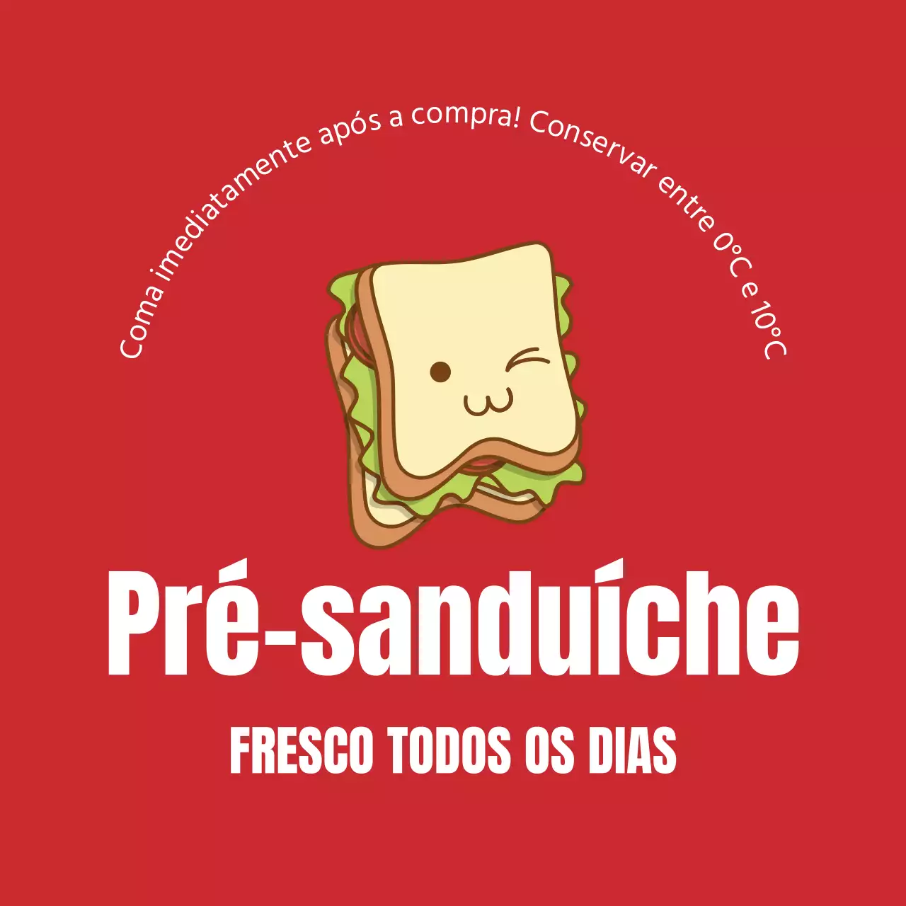 Rótulo de sanduíche ilustrado a vermelho