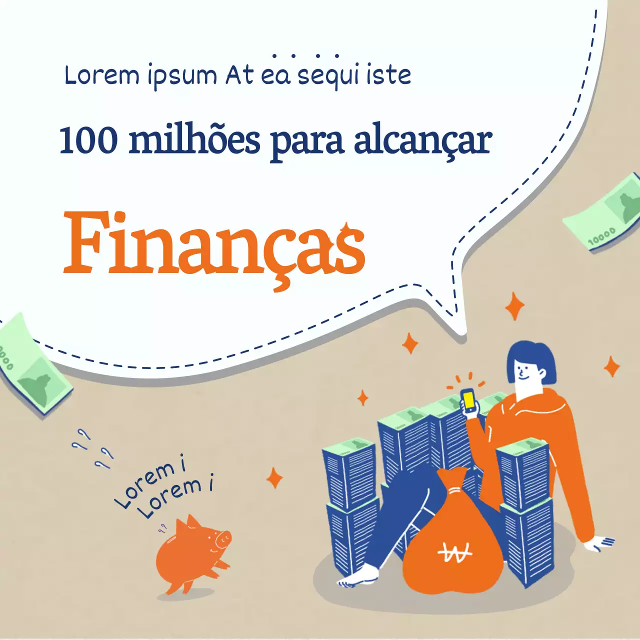 Financiamento de investimentos com fundo de ilustração azul-laranja