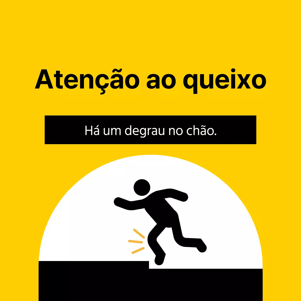 Um aviso de alerta proeminente com um pictograma humano vermelho e preto