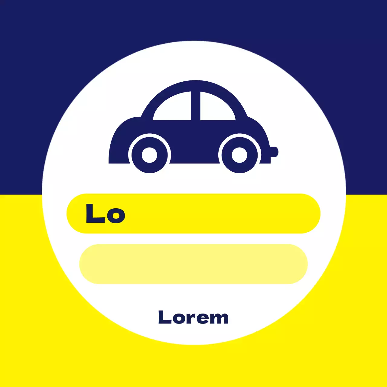 Etiqueta de estacionamento simples em dois tons de amarelo e azul-marinho