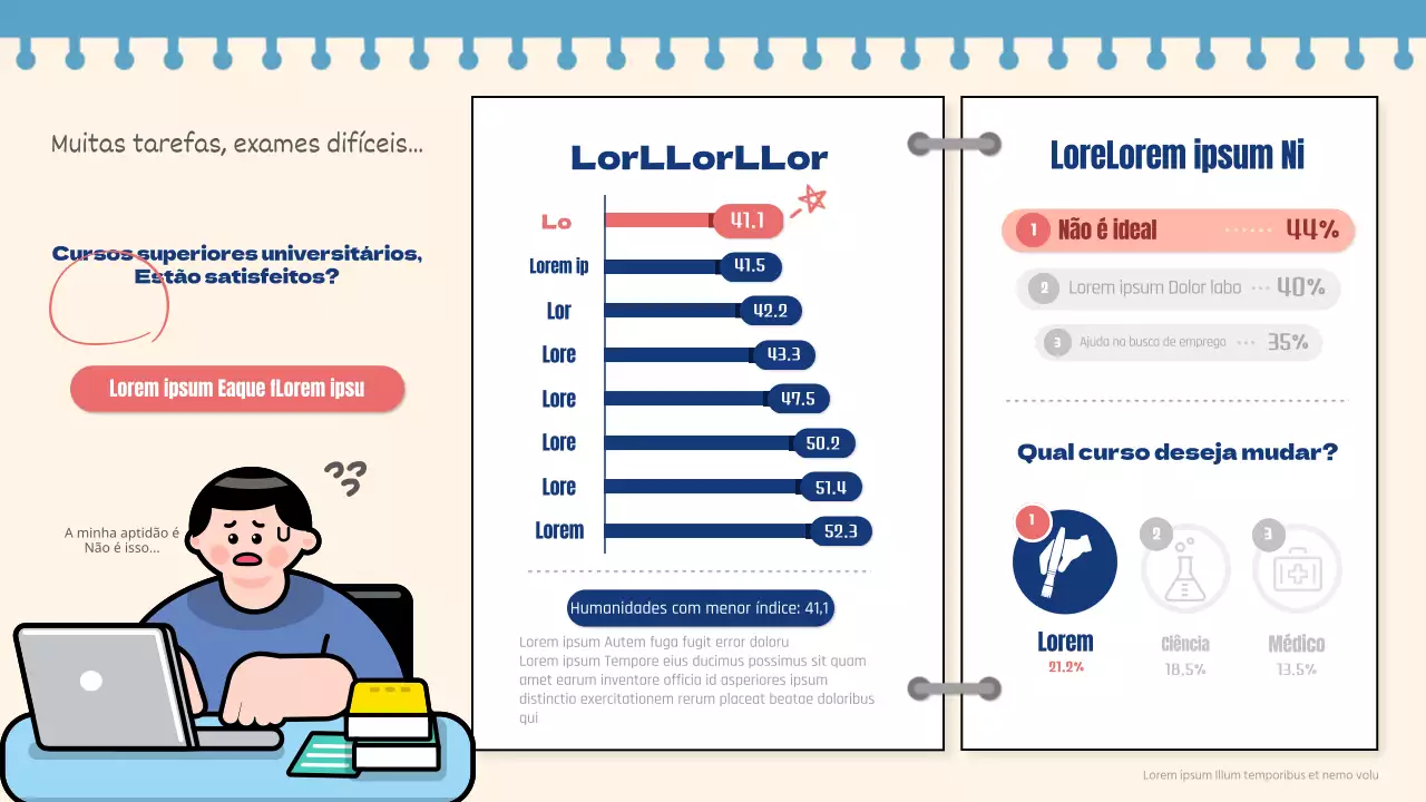 Conceitos de ilustração em branco e azul-marinho Inquérito de satisfação dos estudantes universitários