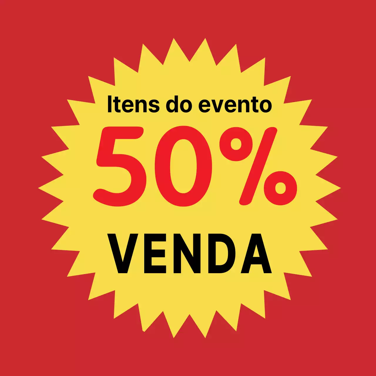 Saldos de 50% de desconto em vermelho intenso