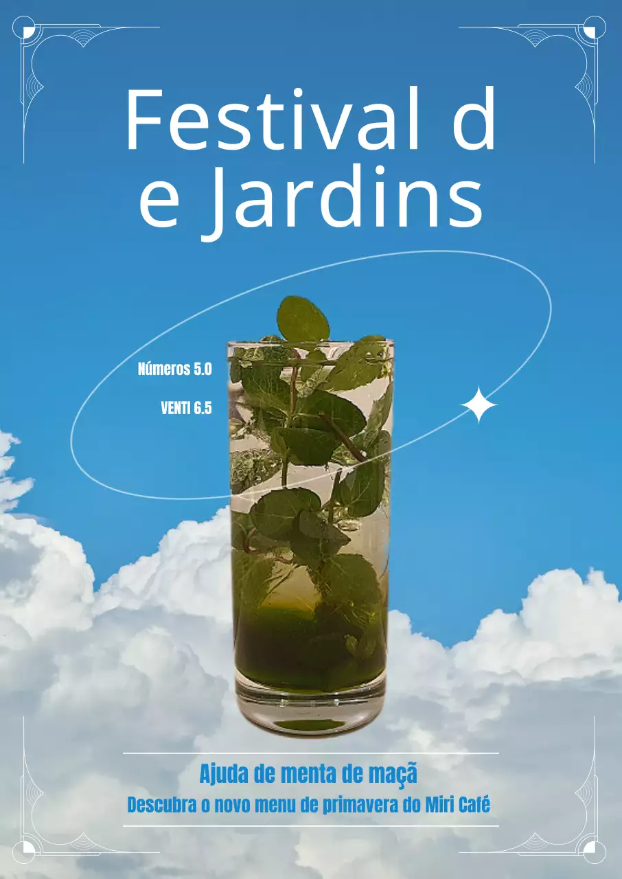 Promova o seu novo menu com um fundo de céu e um toque rococó