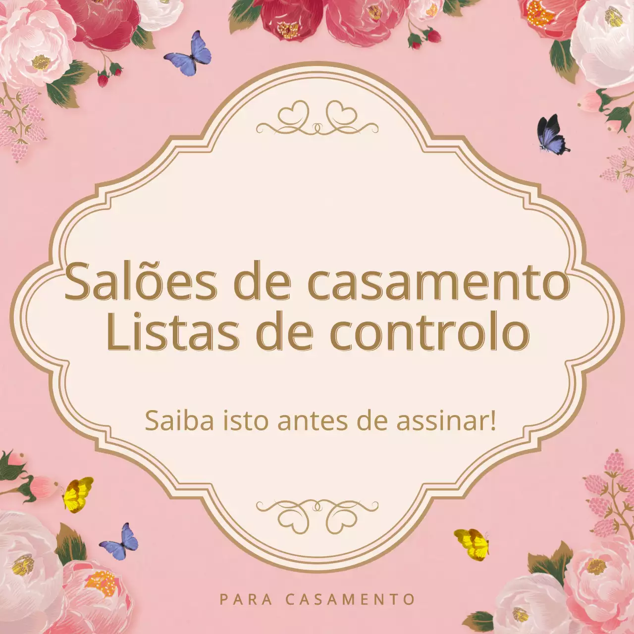 Uma lista de verificação do local do casamento com ilustrações florais de primavera em rosa e bege