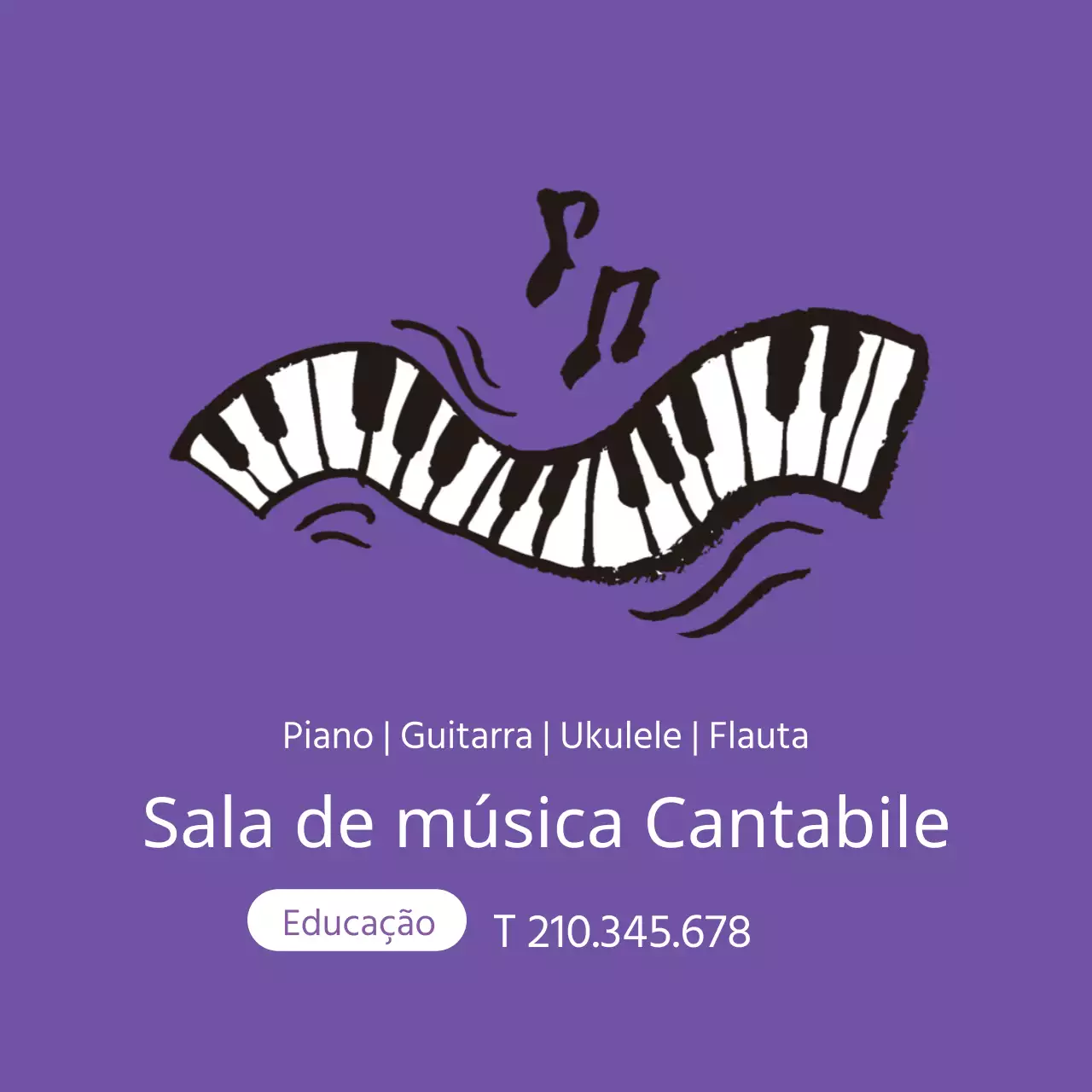 Teclado roxo ilustração escola de música