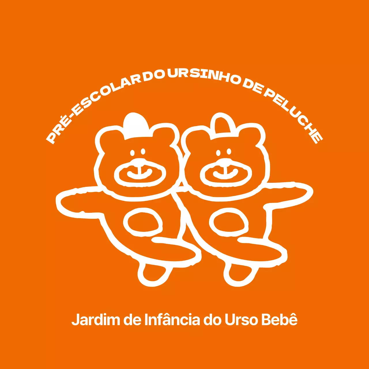 T-shirt de grupo para um piquenique pré-escolar com uma ilustração a laranja e branco de um urso simpático.