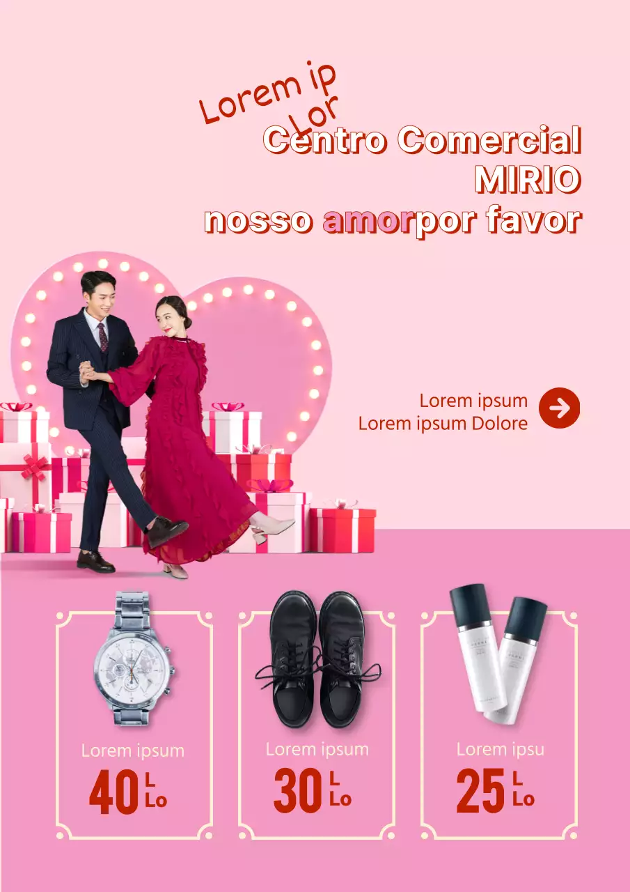 Promover uma exposição de prendas para o Dia dos Namorados com o tema cor-de-rosa
