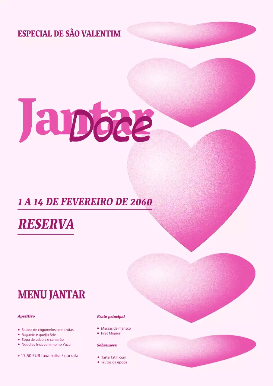 Uma promoção de restaurante cor-de-rosa e gráfica para o Dia dos Namorados