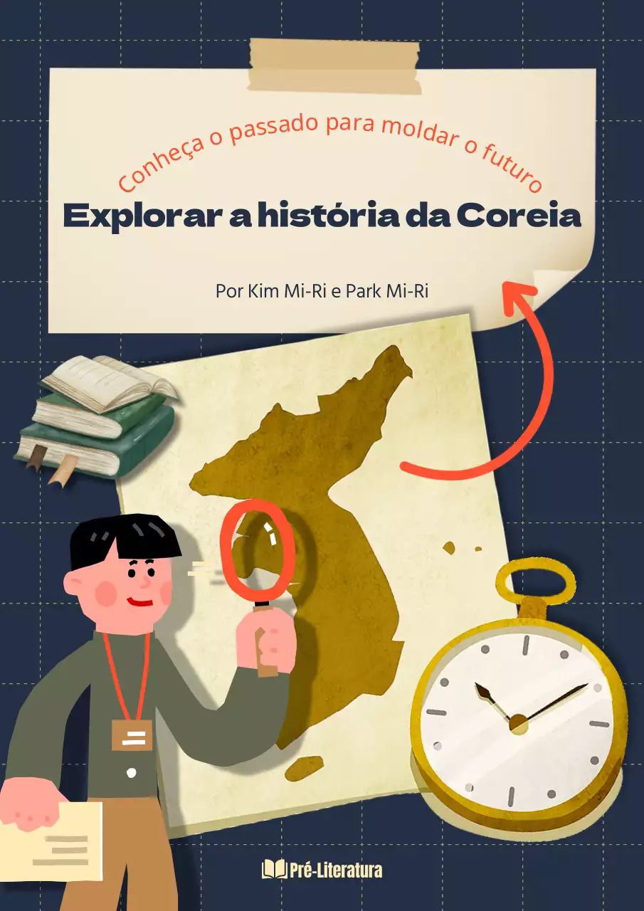 Uma viagem exploratória pela história da Coreia com um pano de fundo azul-marinho