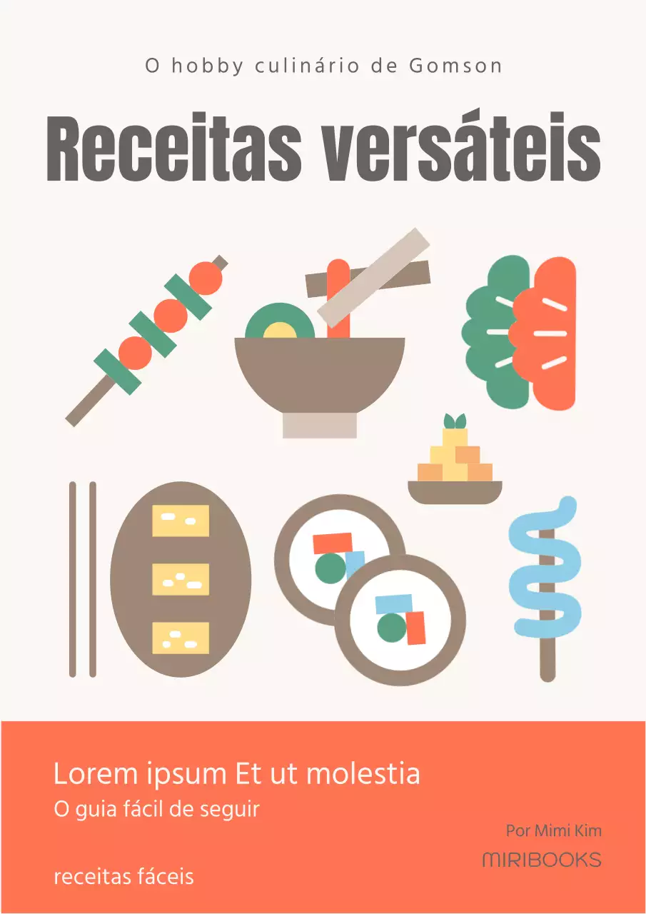 Capa de livro de receitas simples de cozinha bege emocional