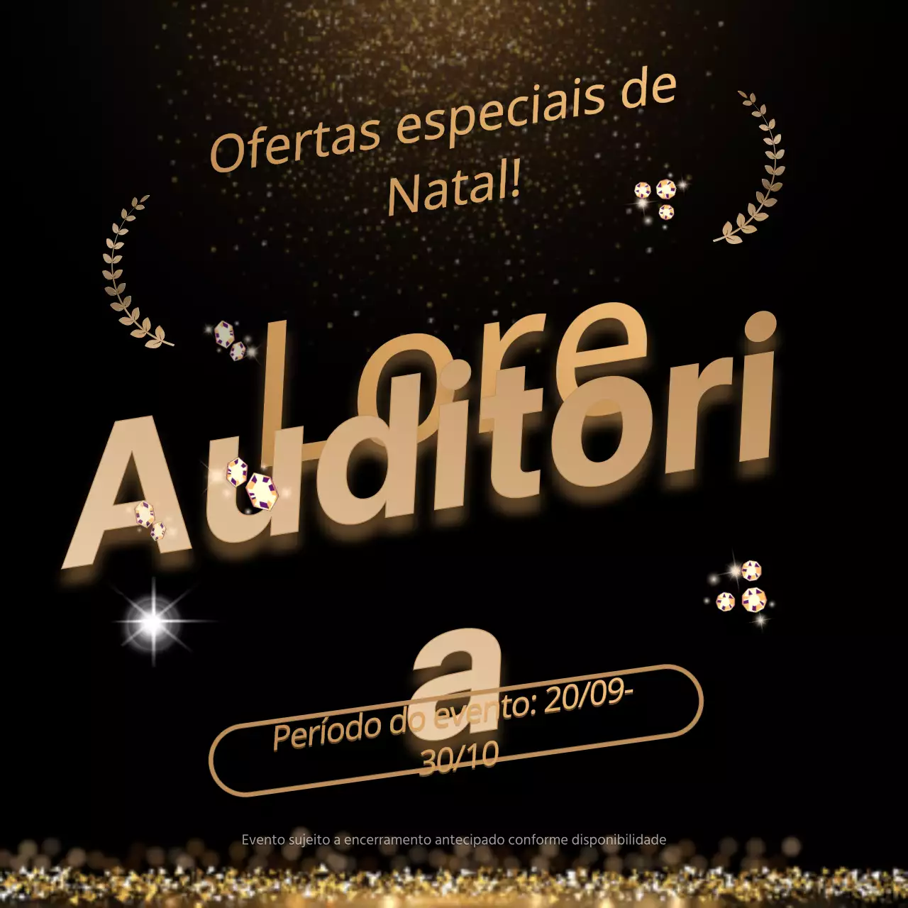 Modelo de férias com texto dourado