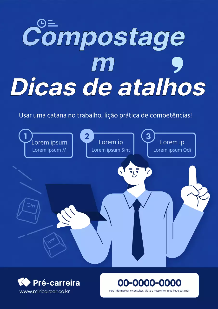 Ilustração simples em tons de azul-marinho Cartaz promocional do curso de competências práticas no local de trabalho
