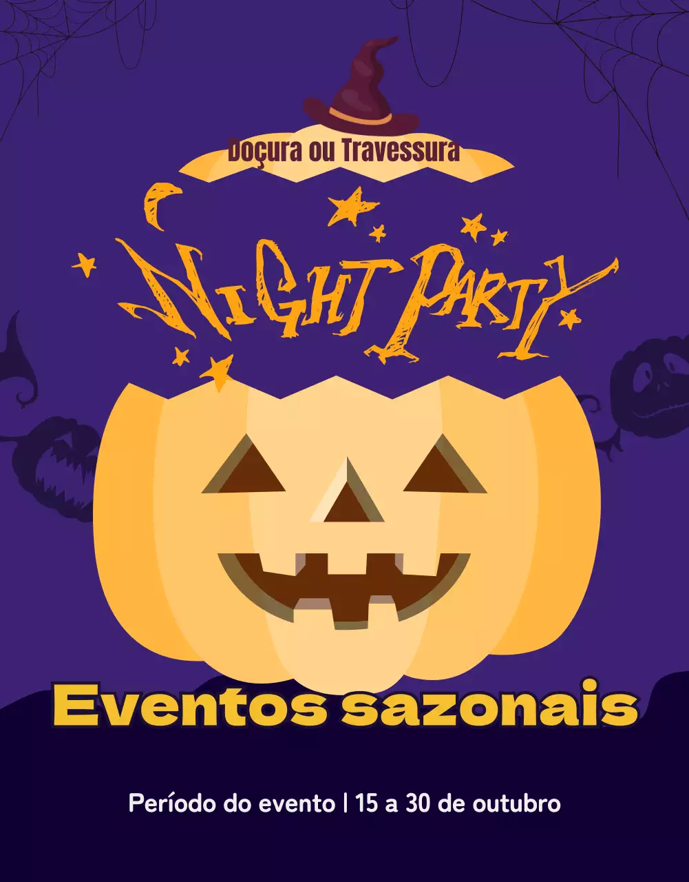 Cupão temático do Dia das Bruxas roxo oferta de desconto evento