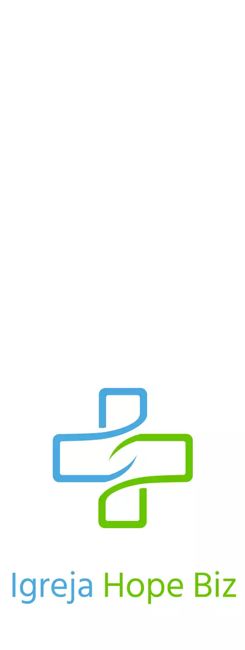 Logótipo de igreja com uma ilustração simples de uma cruz em azul e verde