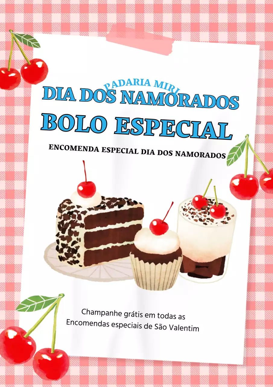 Promoção de uma pastelaria com um toque vermelho e vintage