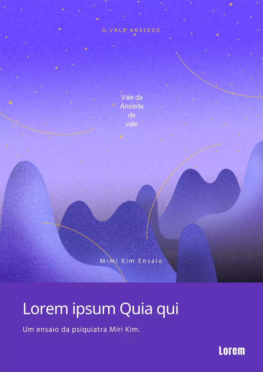 Ilustração curva personal essay em roxo e amarelo