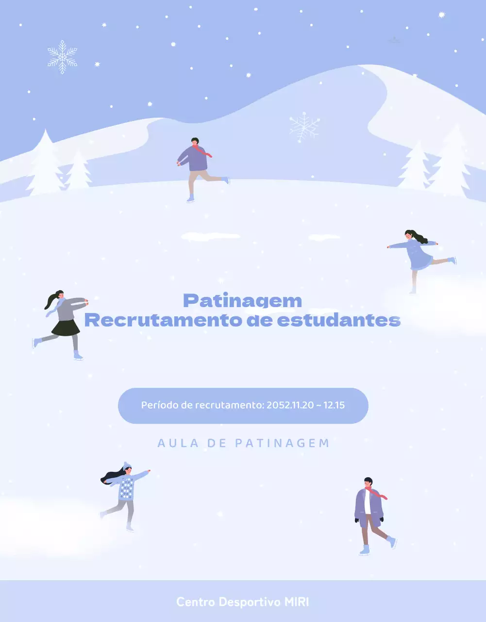 Guia para as aulas de patinagem de inverno em roxo e branco