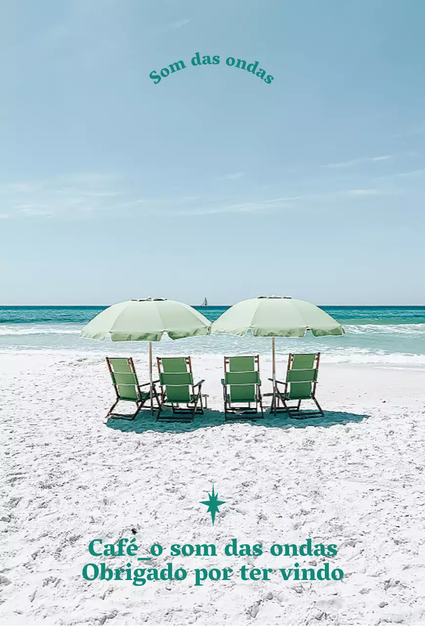 Fotografia de um banco com guarda-sol numa praia de areia branca