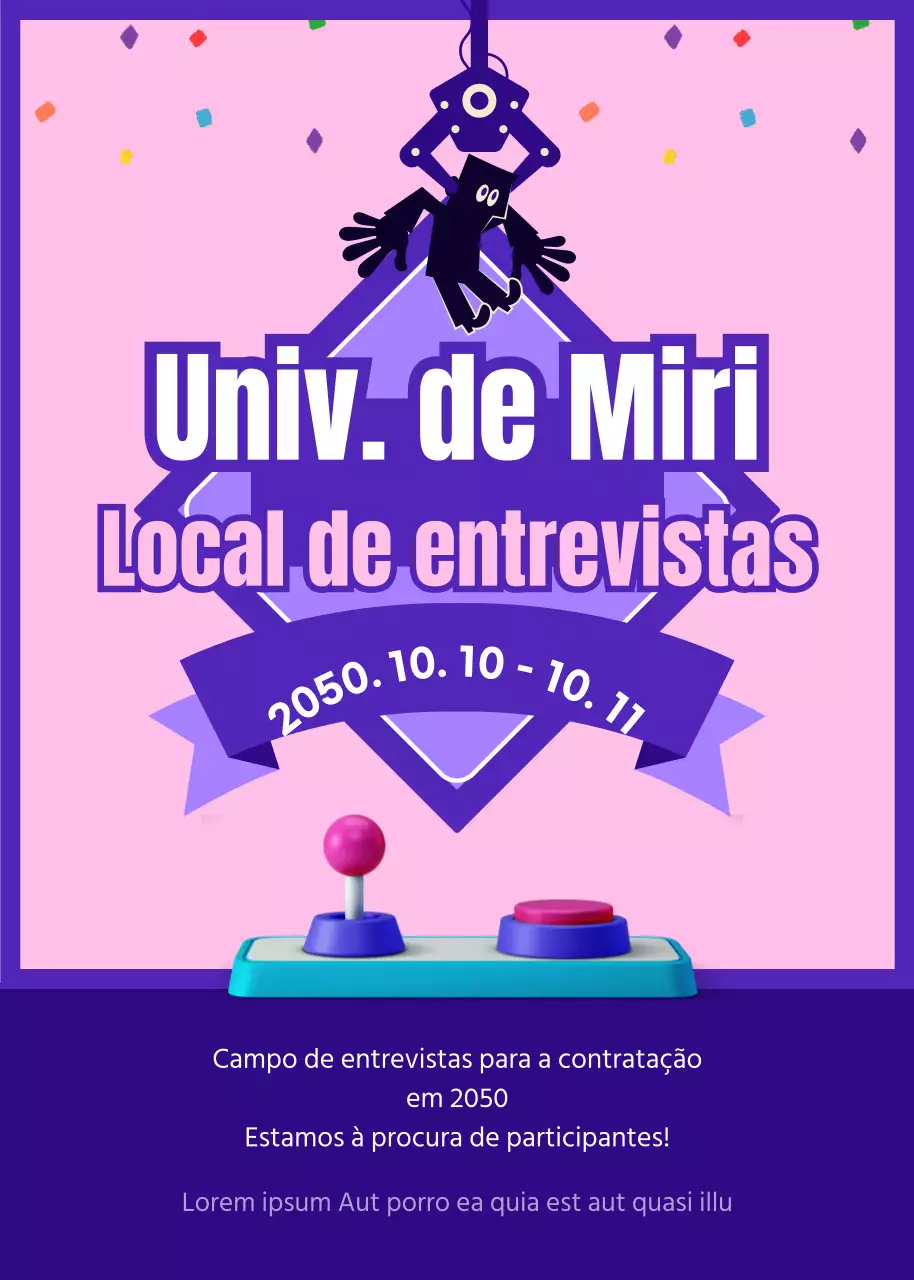 Recrutamento para um campo de recrutamento roxo e cor-de-rosa
