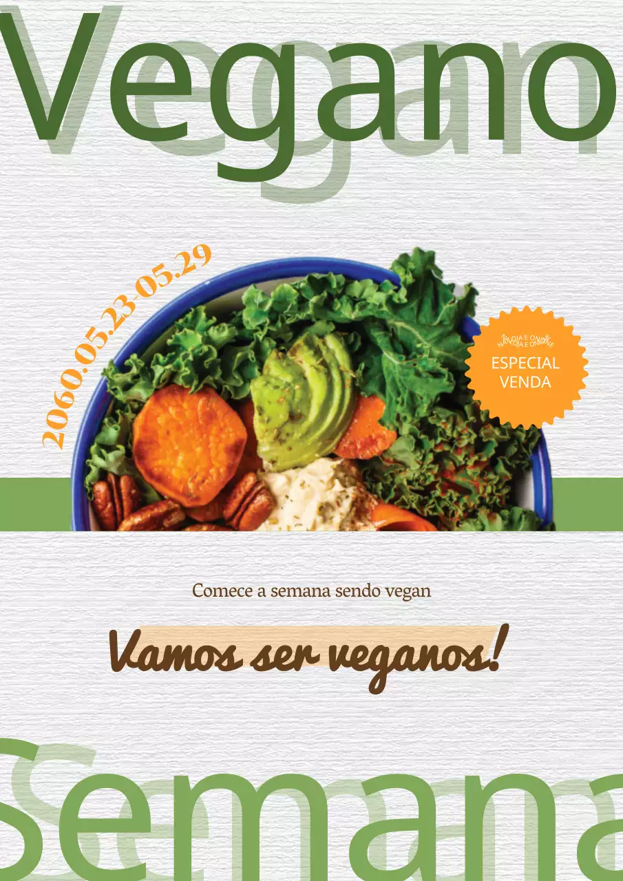 Promover uma venda de saladas veganas frescas com textura de papel e verdura