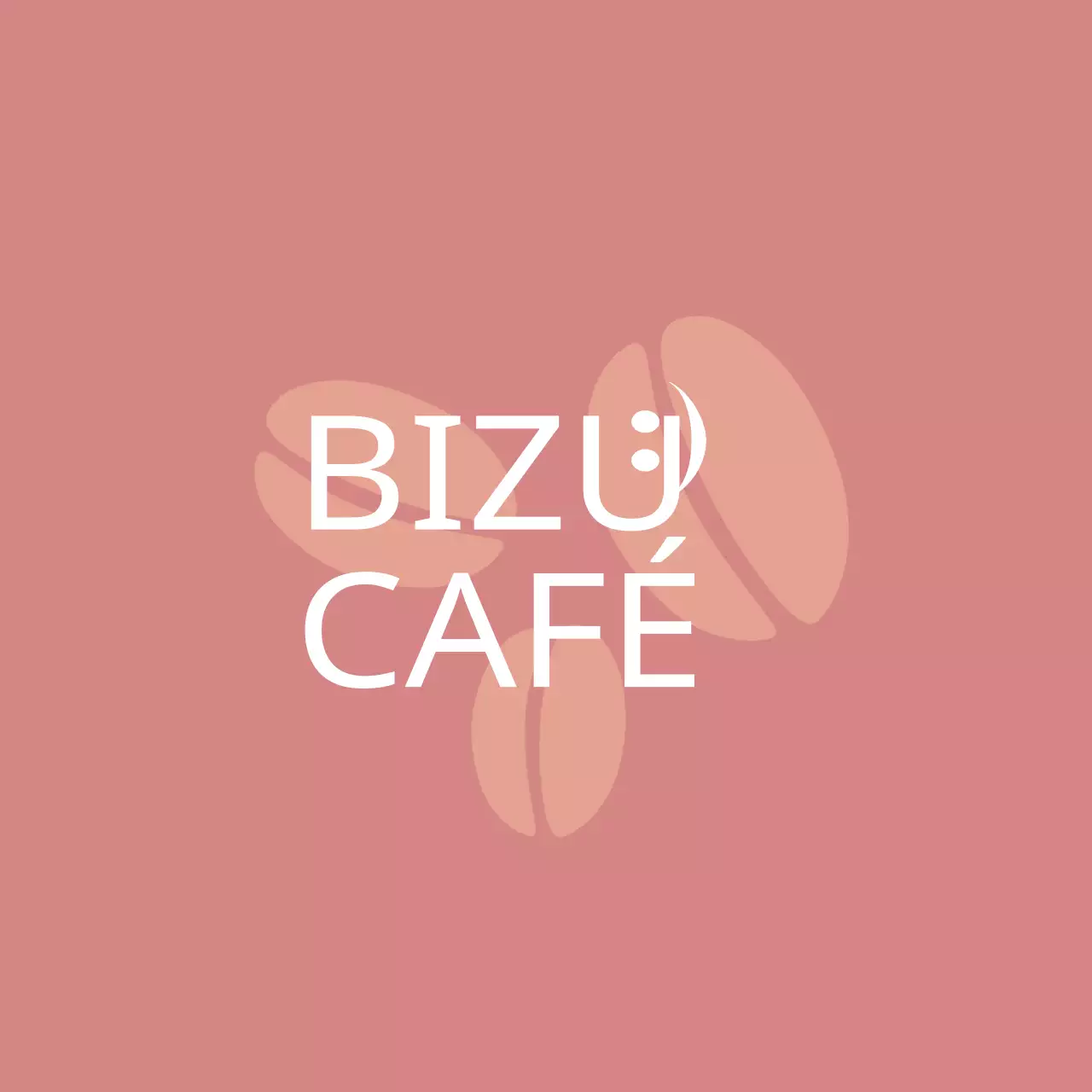 Uma promoção clássica de café com uma ilustração de um grão de café em texto branco em castanho-avermelhado e amarelo claro.