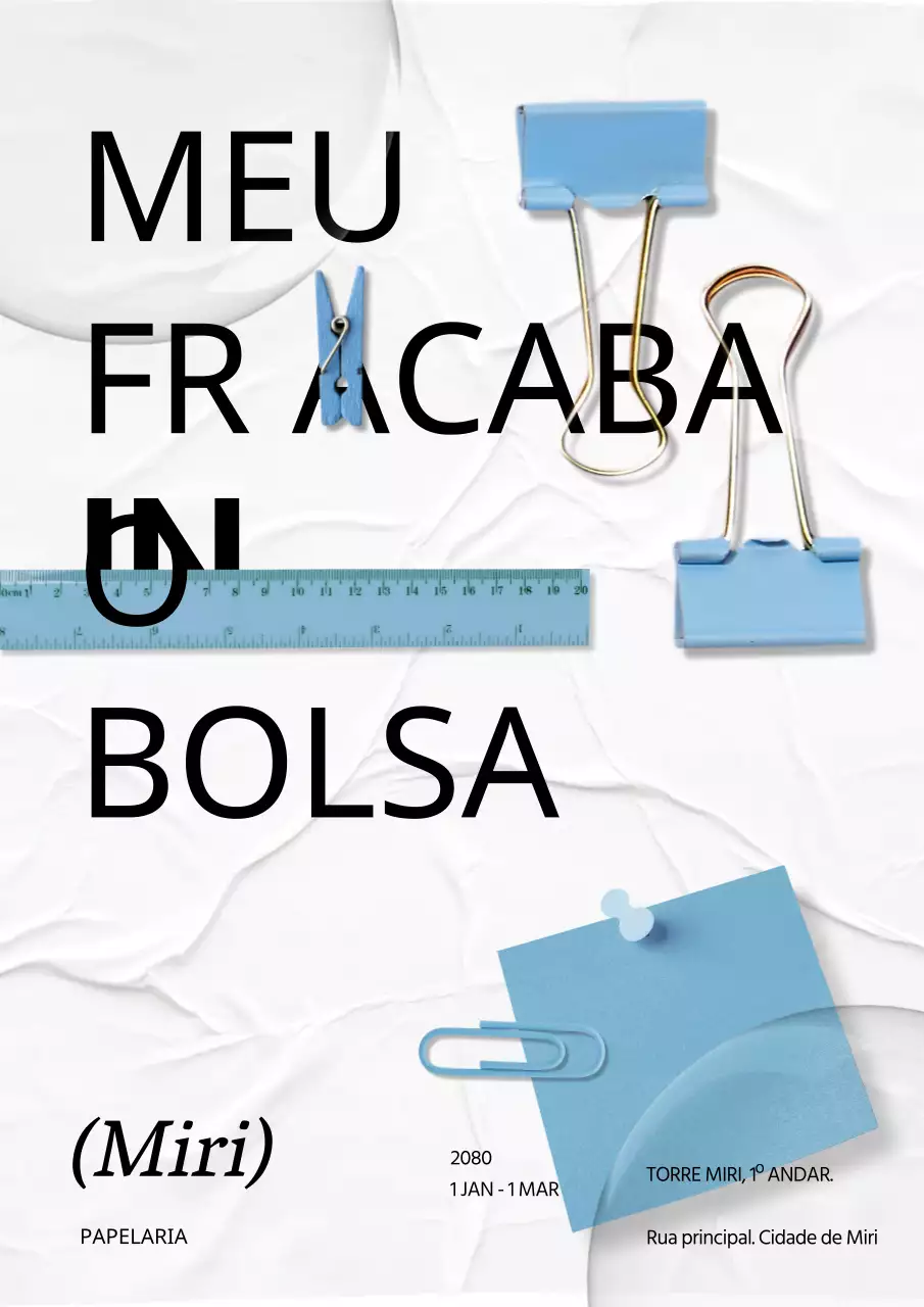 Guia de papelaria de arte com conceito de texto moderno em azul claro