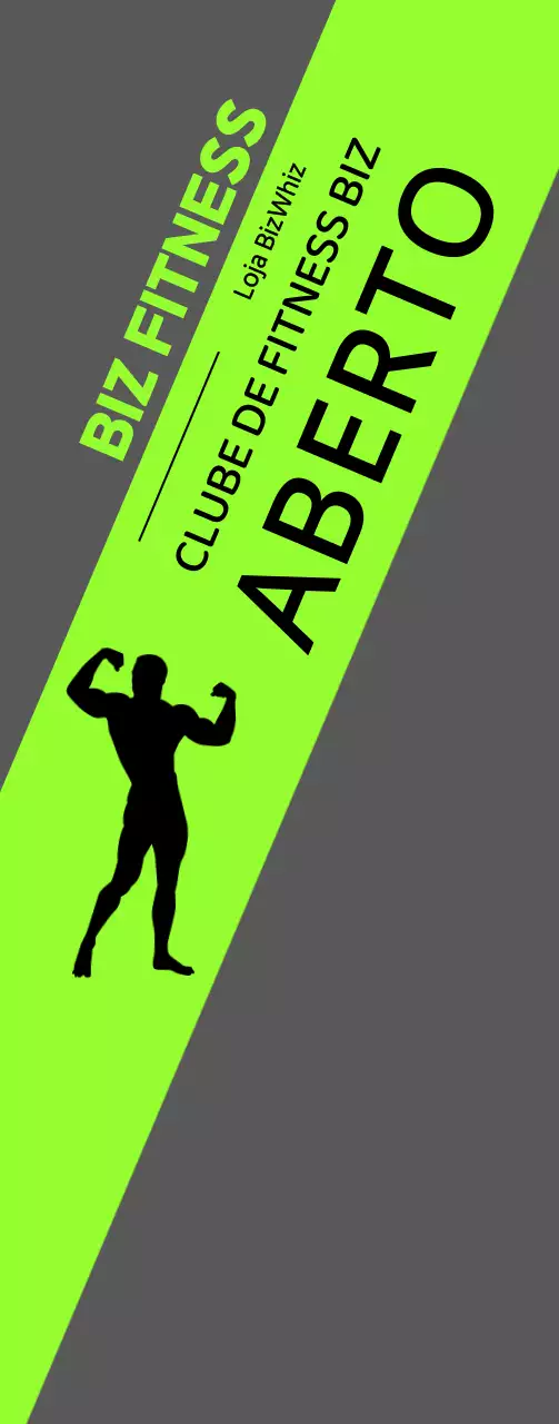 Cartaz de abertura do health club com silhueta de homem numa base fluorescente