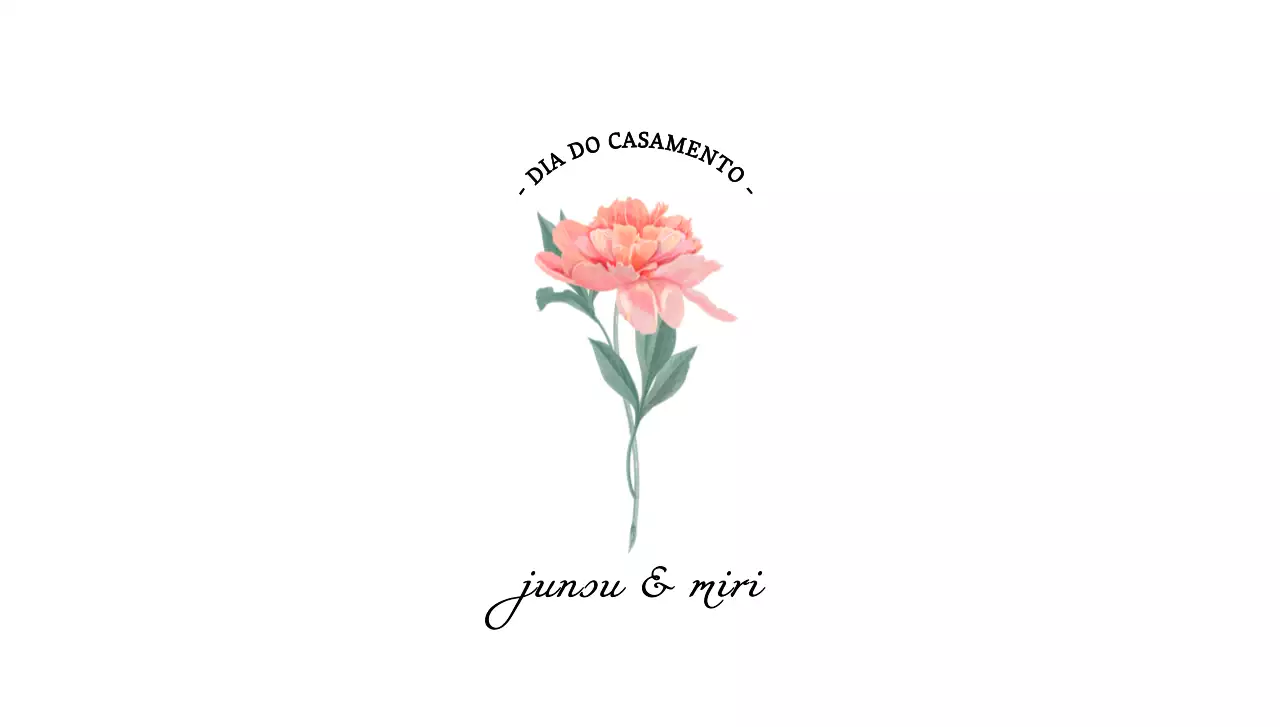 Um envelope de cartão postal de casamento simples com ilustrações florais pitorescas e texto relacionado com o casamento.