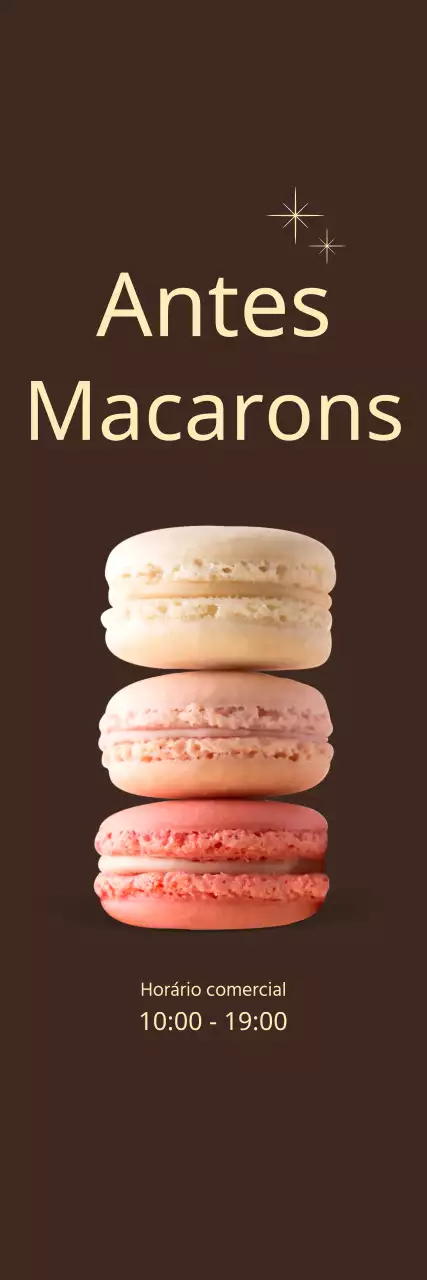 Promoção aberta de macaron em fundo castanho