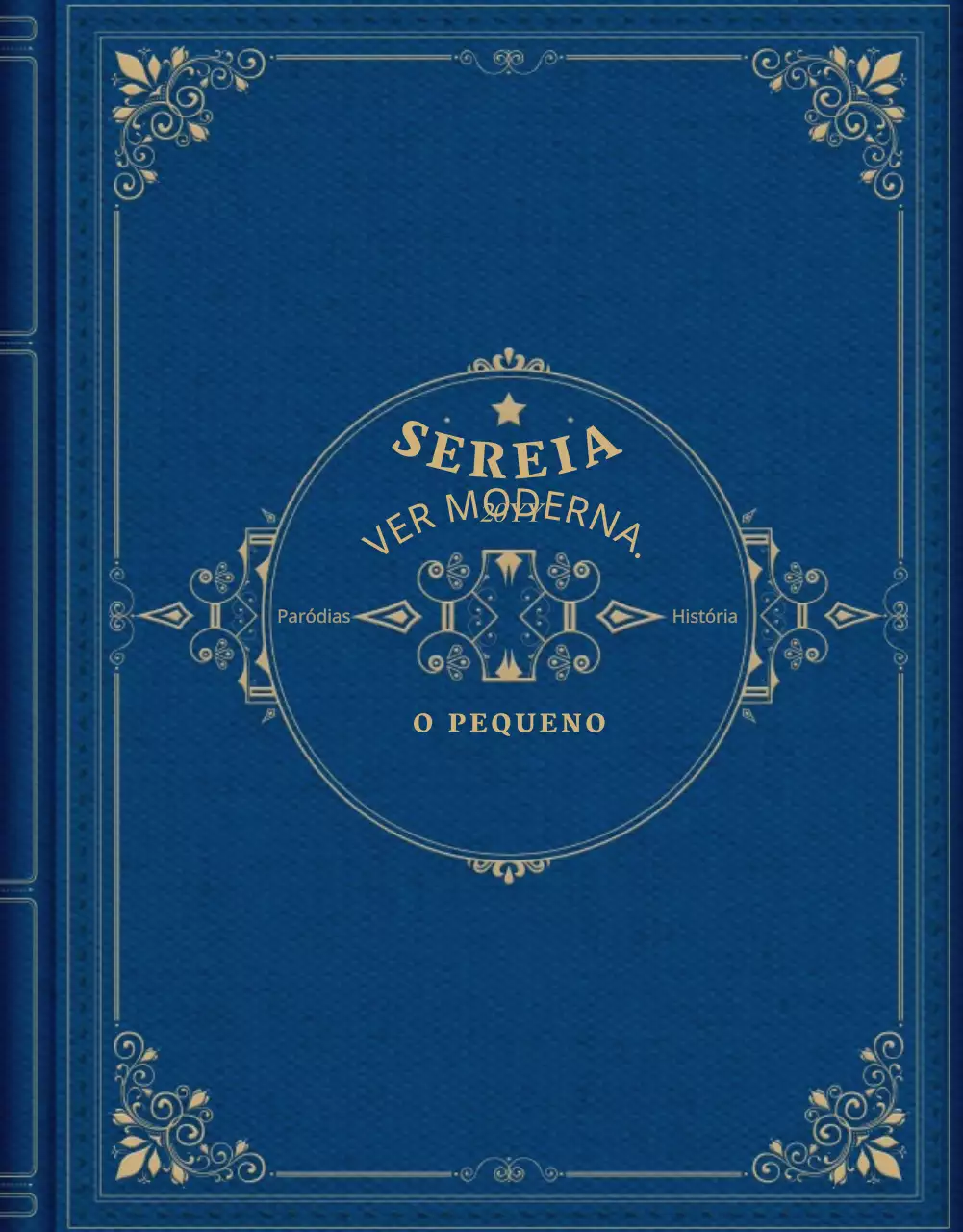 Narração de web novelas em azul e branco com um conceito de livro clássico elegante e cheio de classe