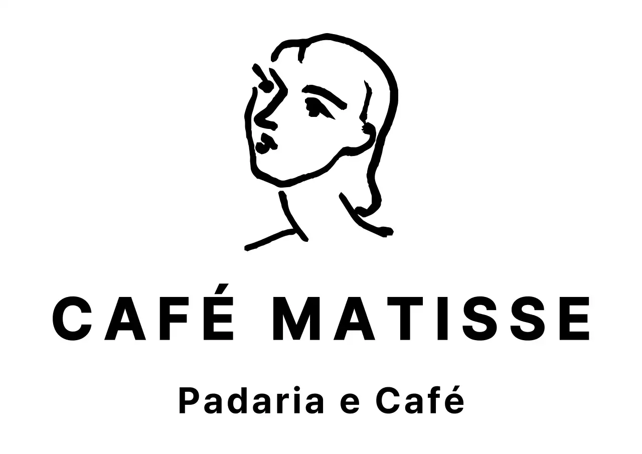 Um logótipo de café com uma ilustração de uma obra-prima emocional