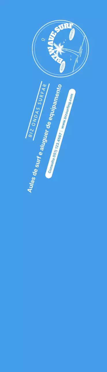 Um logótipo simples em azul e amarelo com o emblema do surf para promover a loja.