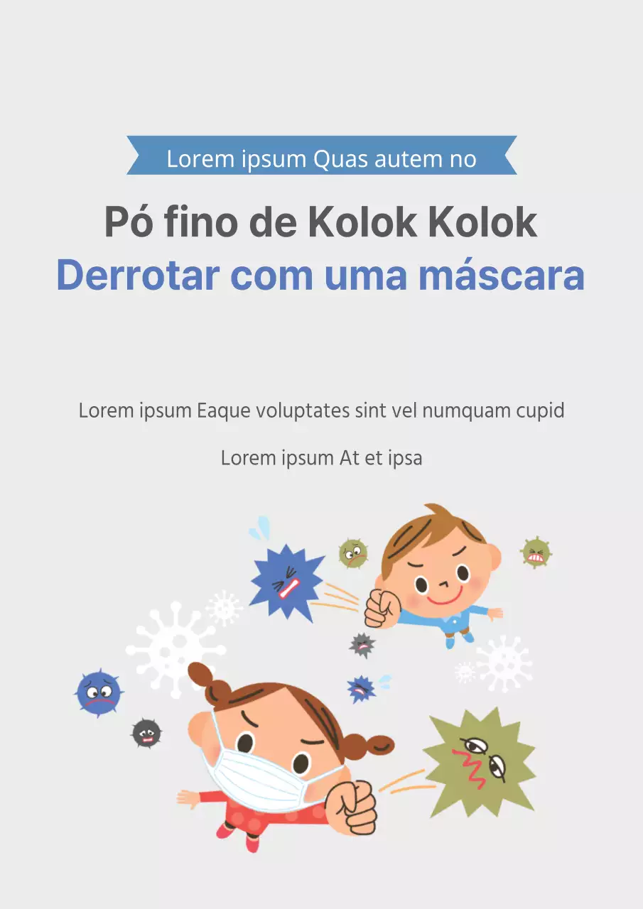 Folheto da campanha de prevenção PM2.5 em cinzento e azul