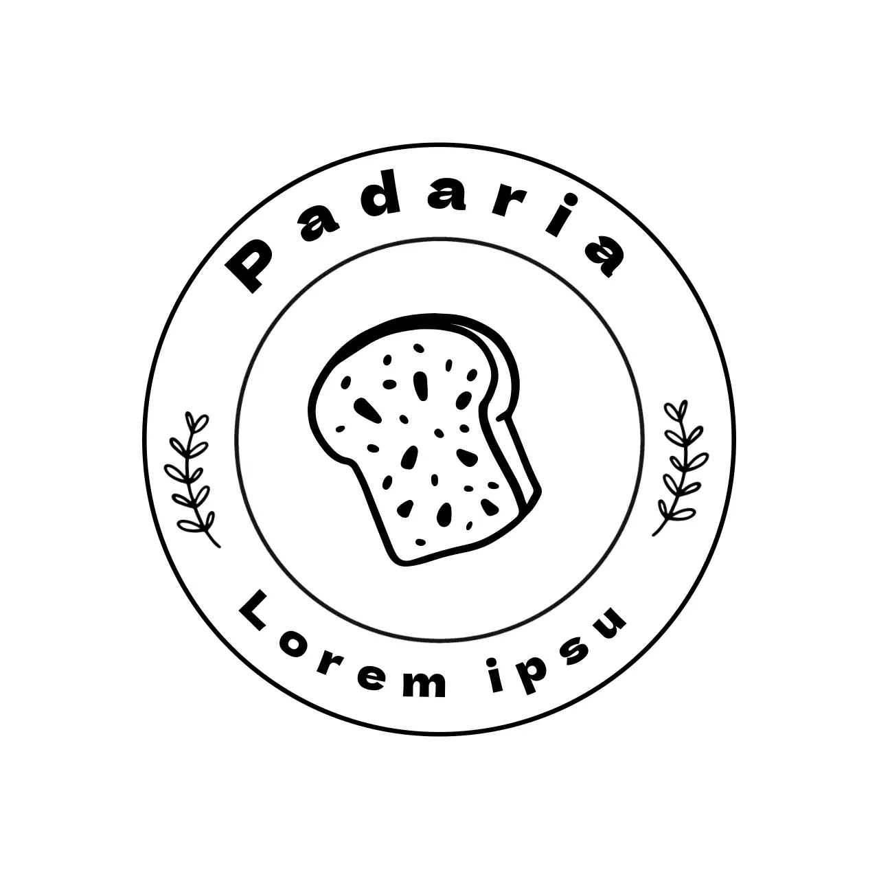 Base para copos de padaria com ilustração de um pão giro em preto