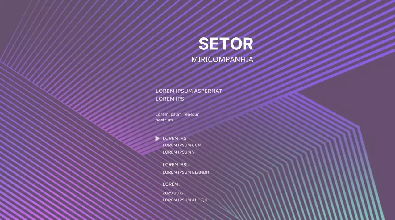 Seminário empresarial com gradiente gráfico roxo e preto
