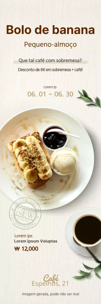 Conjunto de café Banana Bread Banner em marfim
