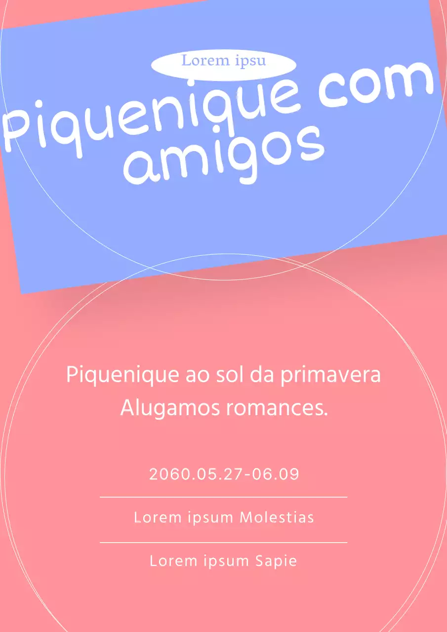 Evento de aluguer de piquenique de primavera limpo em formas e linhas pastel