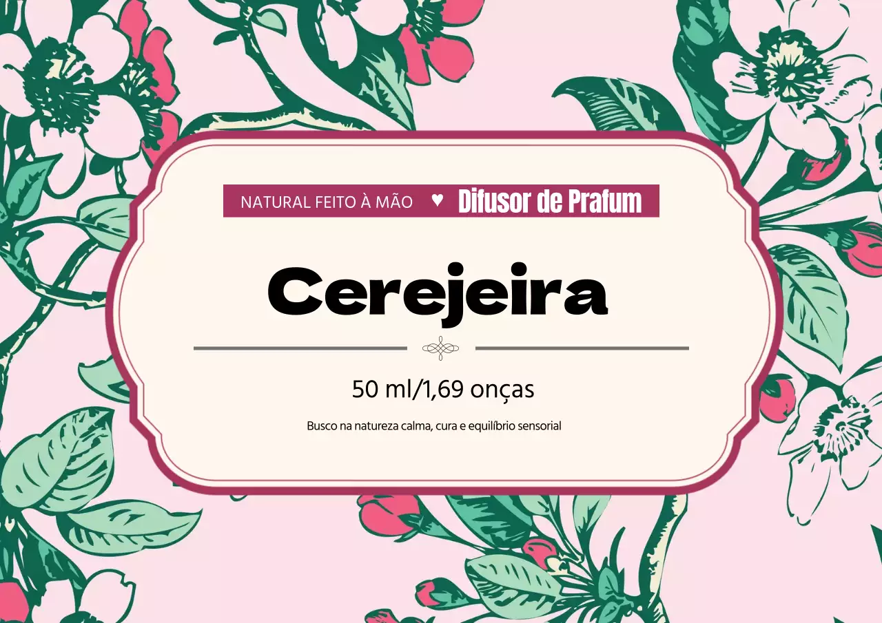 Rótulo de perfume vintage com ilustração cor-de-rosa