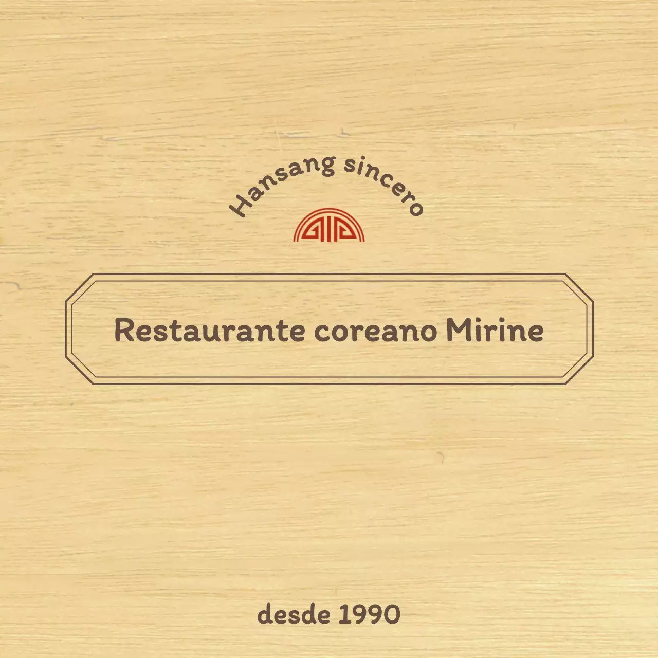 Design de restaurante coreano com um contorno concetual limpo em castanho e vermelho