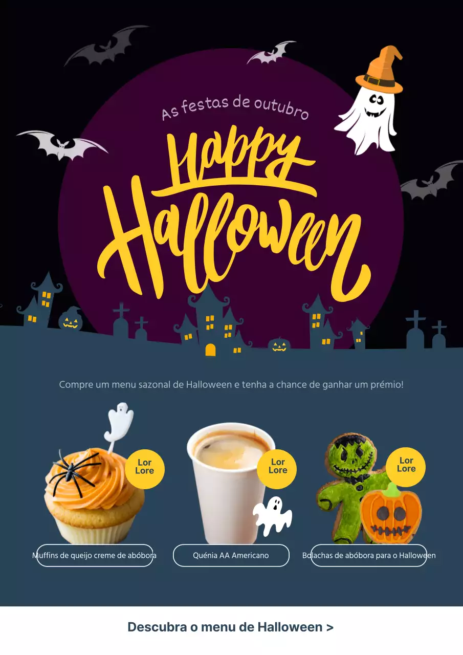 Eventos com menu de bebidas de Halloween