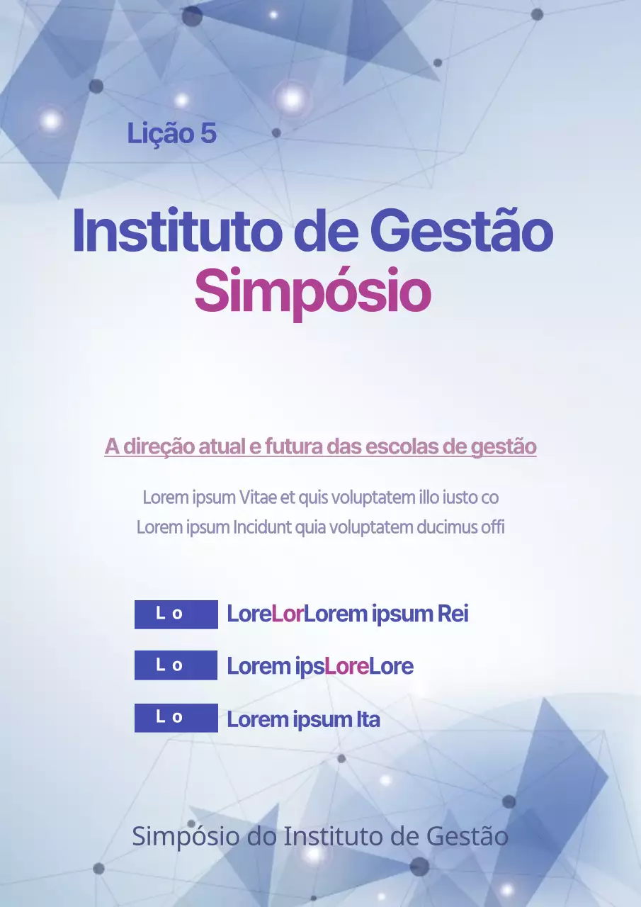 Promover um intercâmbio industrial com formas geométricas em azul e roxo