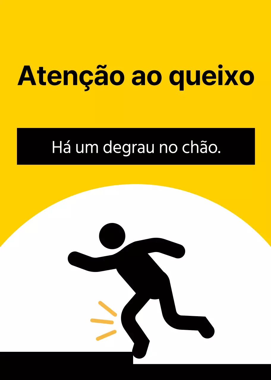 Um aviso de alerta proeminente com um pictograma humano vermelho e preto