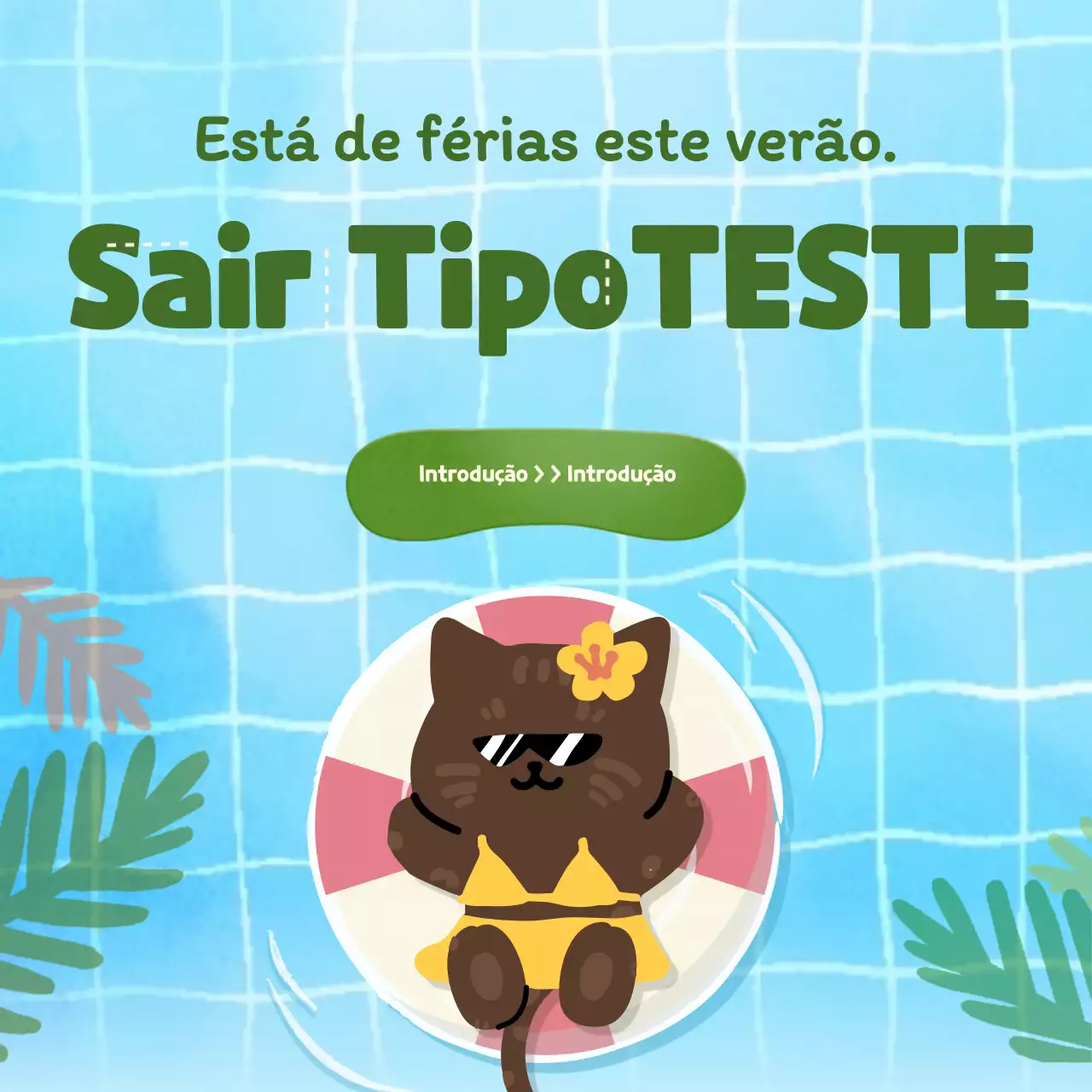 Teste de psicologia do tipo férias com um conceito giro de piscina azul